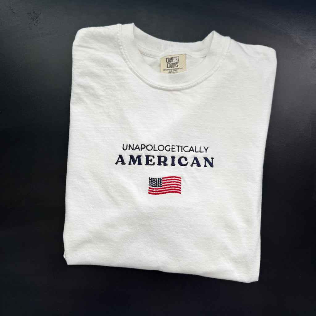 "Unapologetically American" Comfort Colors Tee (White)