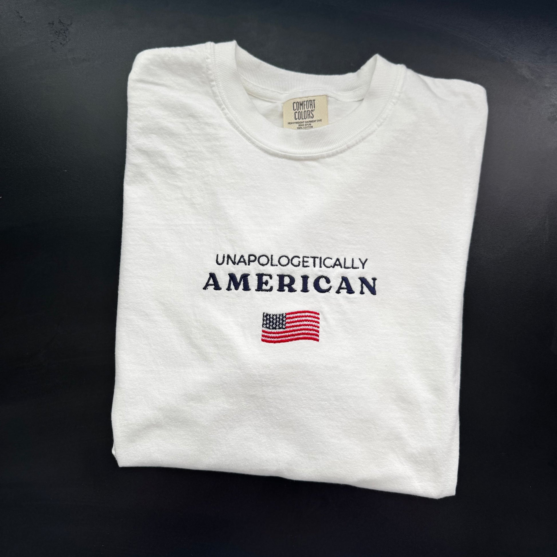 "Unapologetically American" Comfort Colors Tee (White)