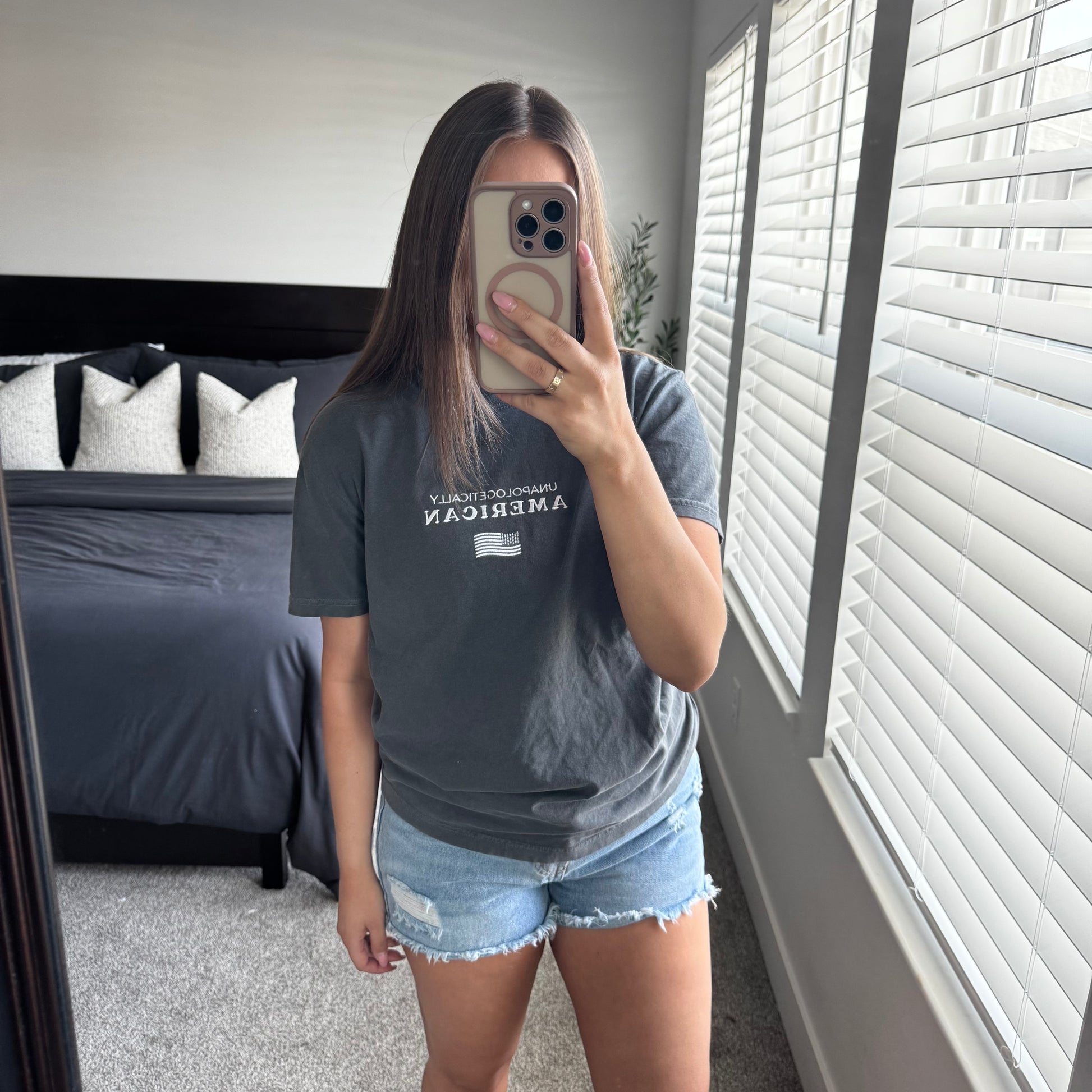 "Unapologetically American" Comfort Colors Tee (Pepper)