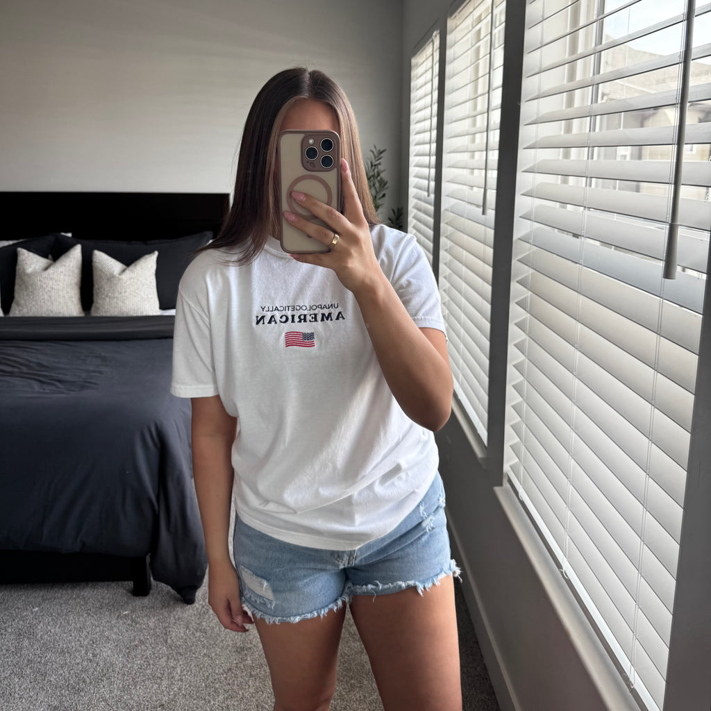 "Unapologetically American" Comfort Colors Tee (White)